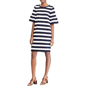 Ralph Lauren Striped Ponte Dress Navy White
